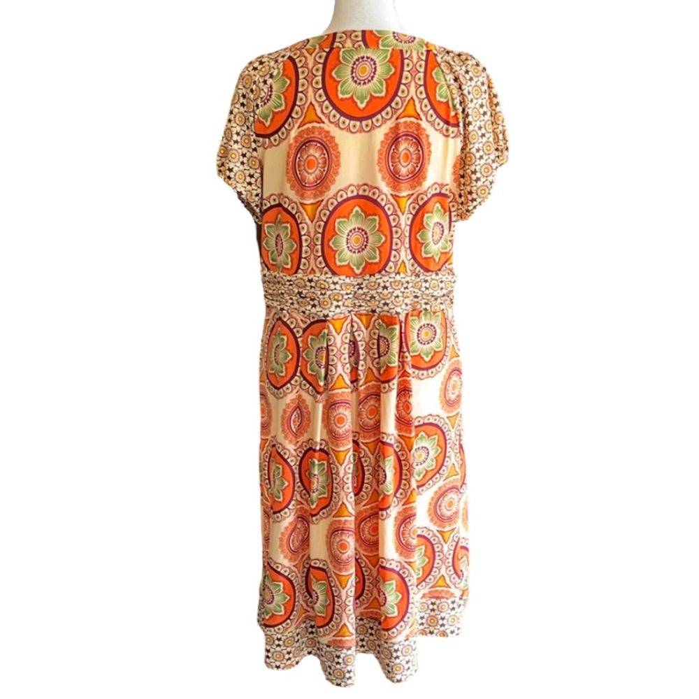 Dressbarn Orange Boho Paisley Print Dress Size 12 - Picture 2 of 14